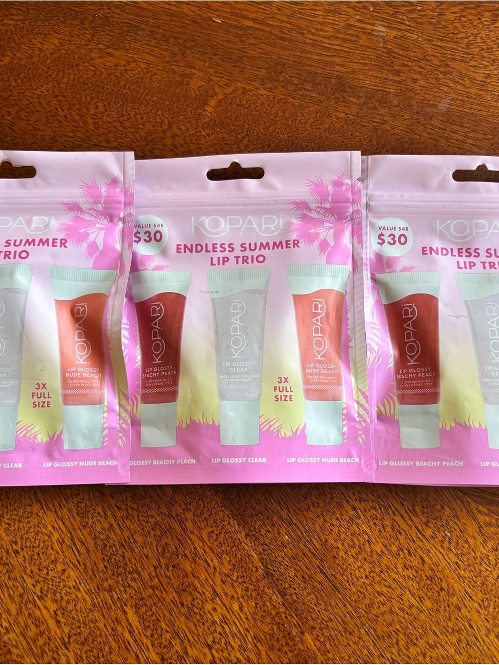 3 Kopari Endless Summer Lip Trio – Peach, Nude & Clear Glosses